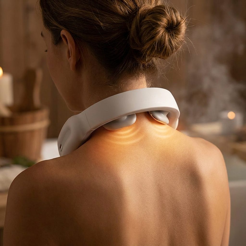 Close-up of the Knotvana warming the neck and shoulders
